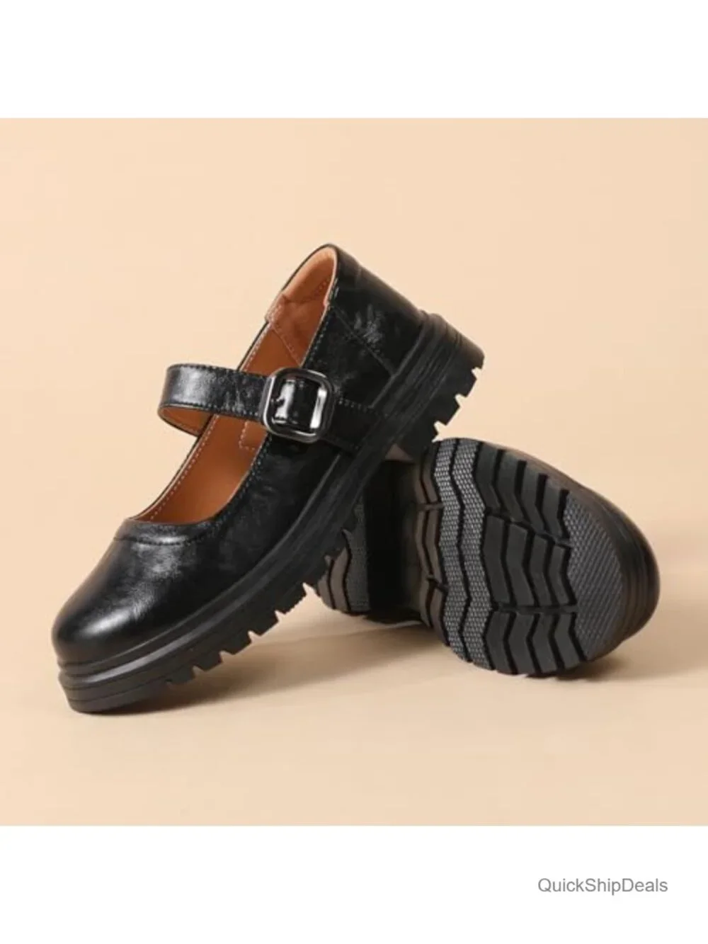 Women's Faux Leather Mary Jane Shoes Platform Oxfords Casual Buckle Strap